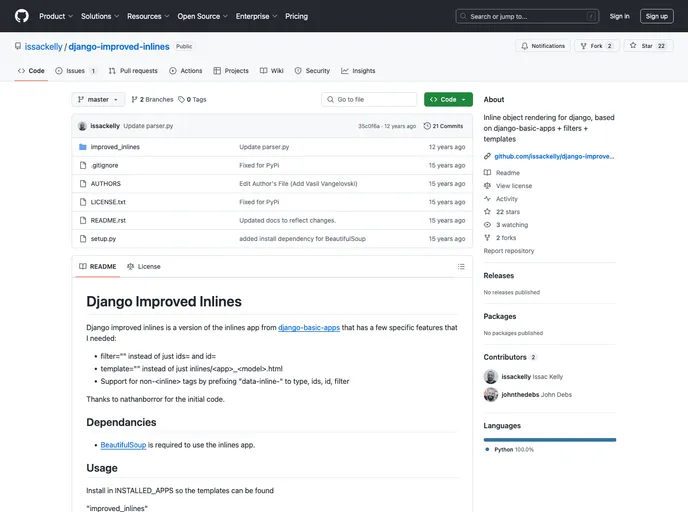 screenshot of Django Improved Inlines