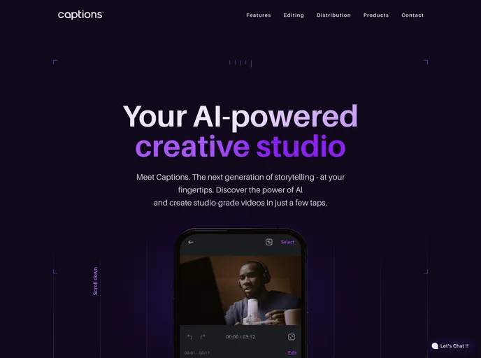 screenshot of Captions AI