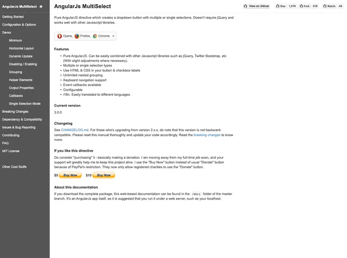 screenshot of Angular Multi Select