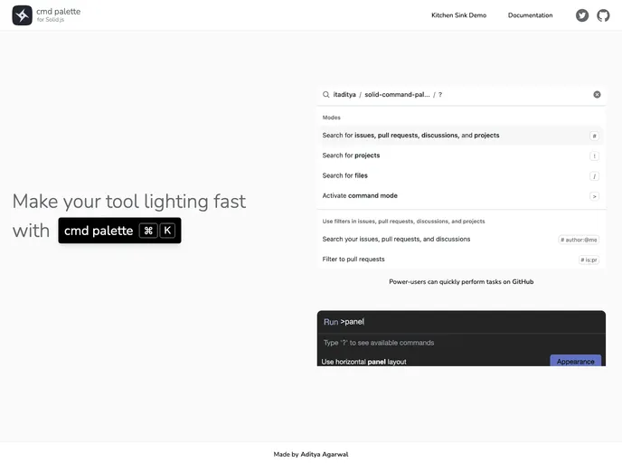 screenshot of Solid Command Palette
