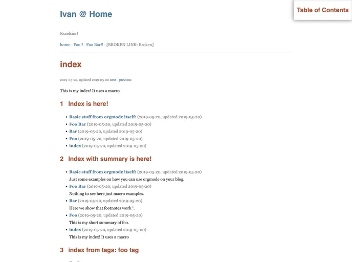 screenshot of Org Export Head