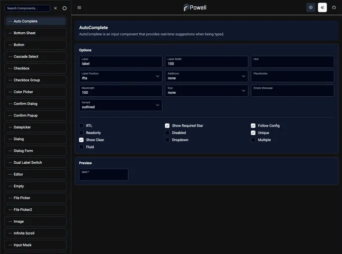 screenshot of Powell