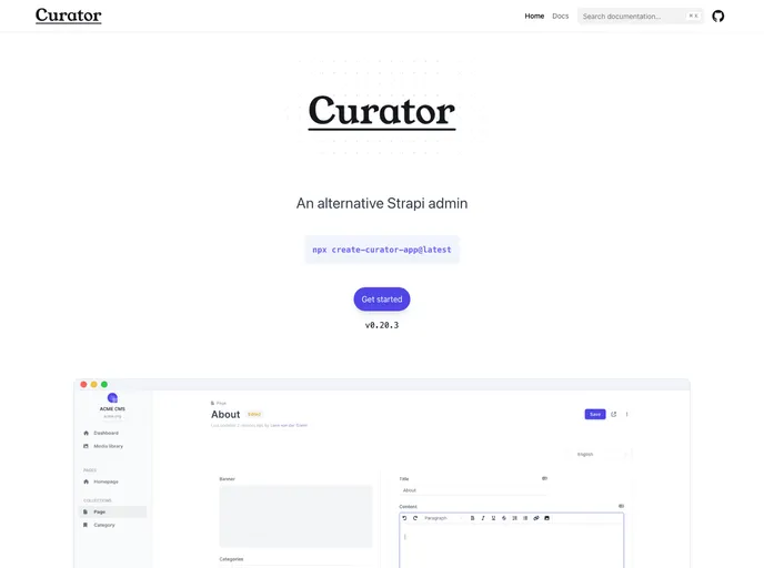 screenshot of Curator