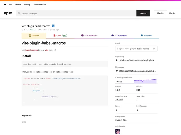screenshot of Vite Plugin Babel Macros