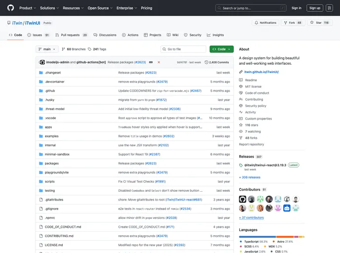 screenshot of ITwinUI React