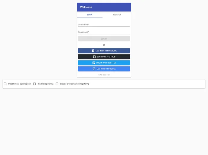 screenshot of React Mui Login Register