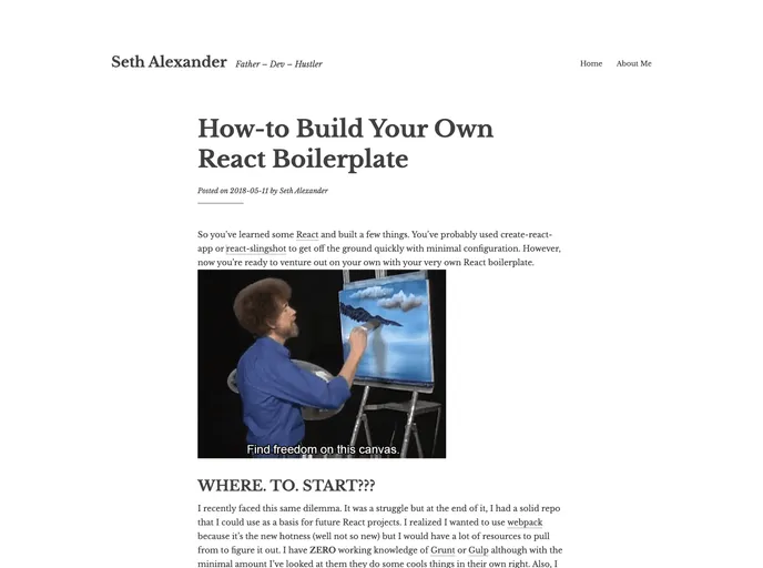 screenshot of React Boilerplate Blog