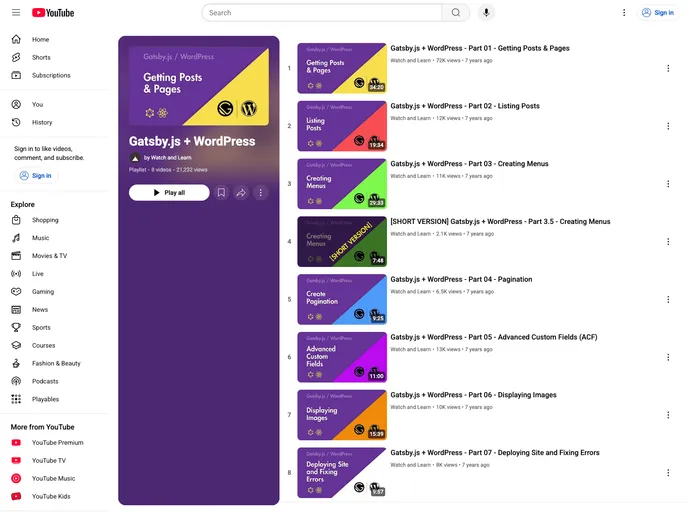 screenshot of Gatsby WordPress