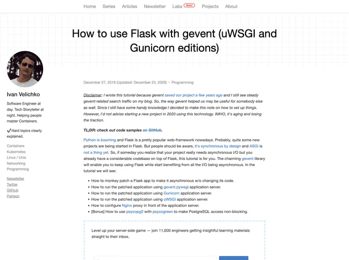 screenshot of Flask Gevent Tutorial