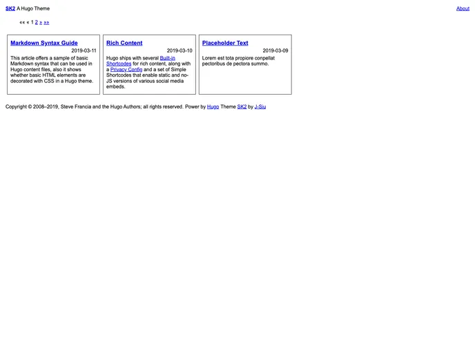 screenshot of Hugo Theme Sk2