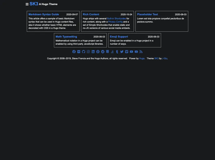 screenshot of Hugo Theme Sk3