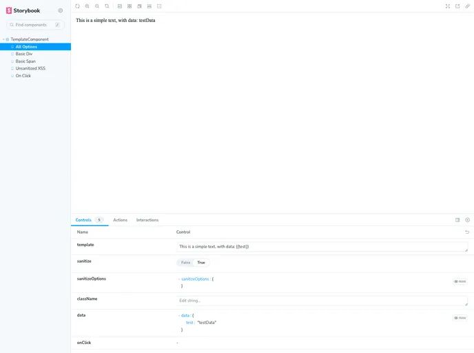 screenshot of React Mustache Template Component