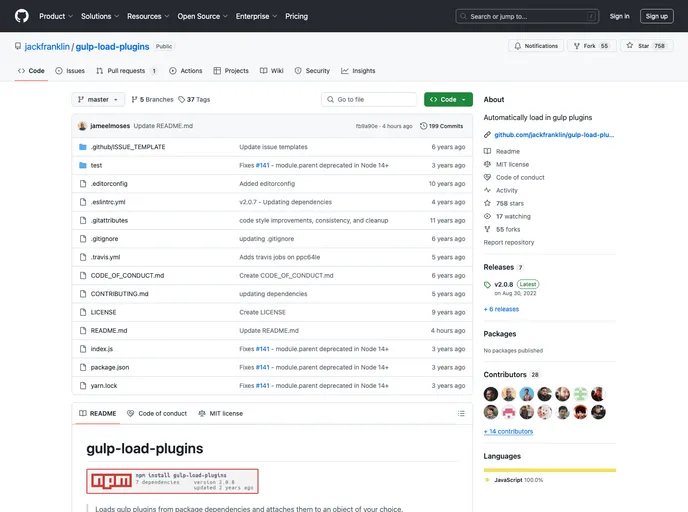 screenshot of Gulp Load Plugins