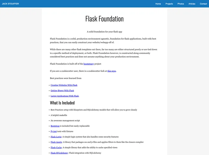 screenshot of Flask Foundation
