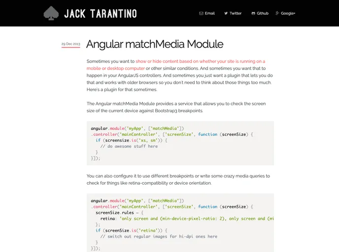 screenshot of Angular Match Media