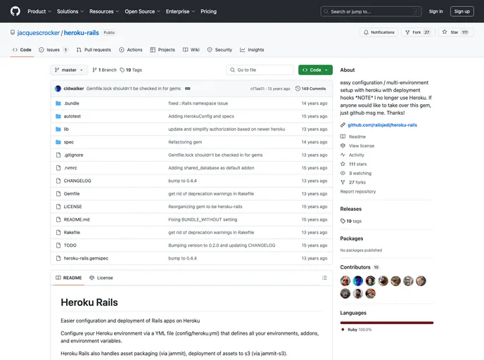 screenshot of Heroku Rails