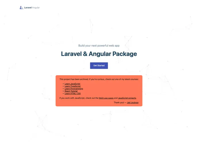 screenshot of Laravel Angular