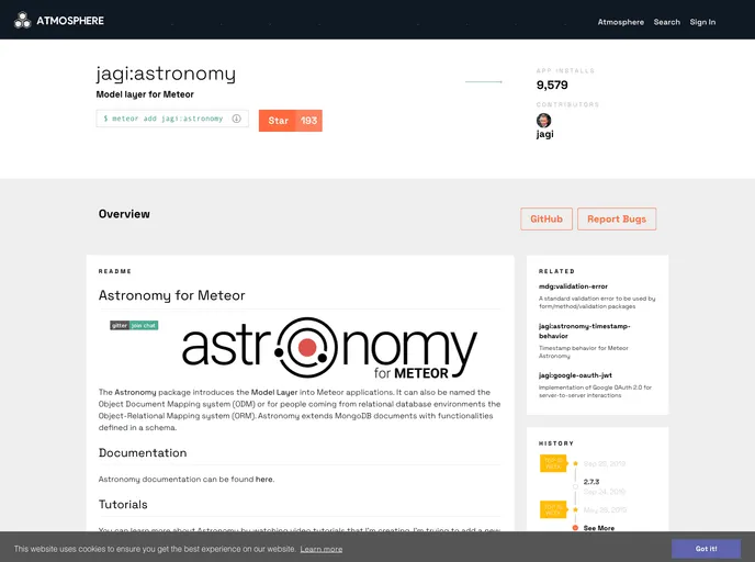screenshot of Meteor Astronomy