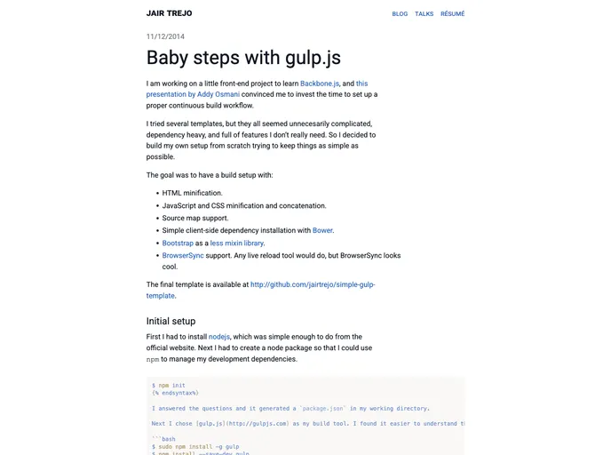 screenshot of Simple Gulp Template
