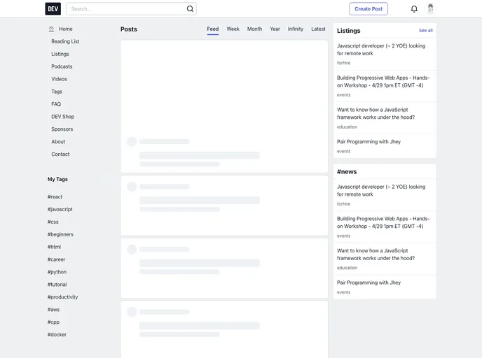 screenshot of Dev.to