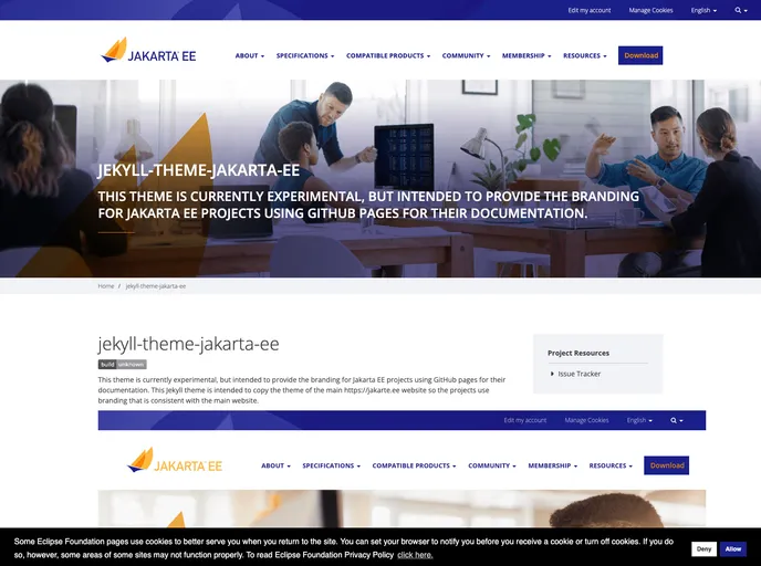 screenshot of Jekyll Theme Jakarta Ee