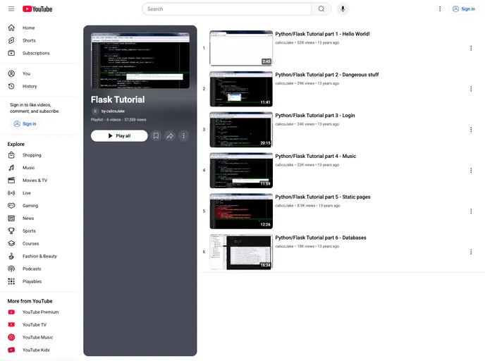 screenshot of Flask Tutorial