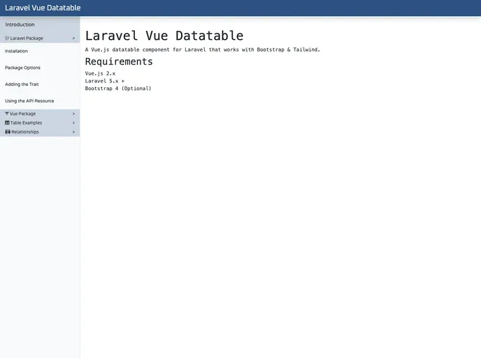 Laravel Vue Datatable