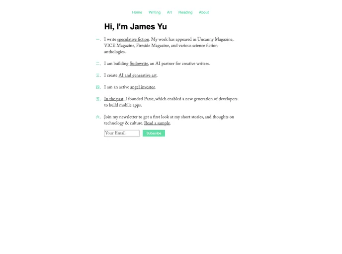 screenshot of Jamesyu_jekyll_template