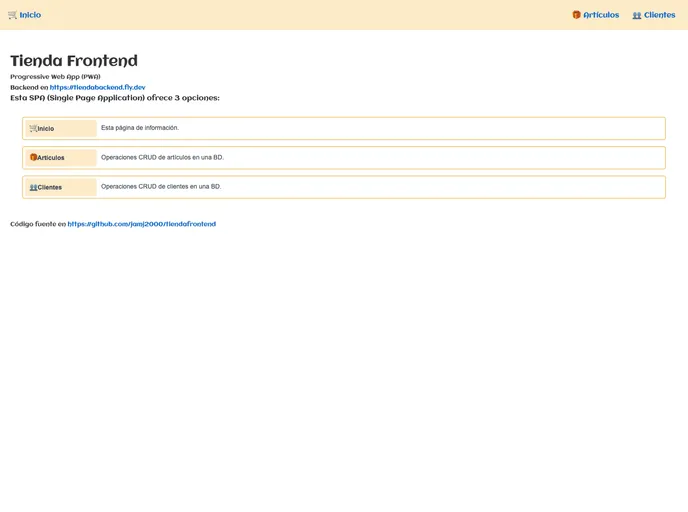 screenshot of Tiendafrontend