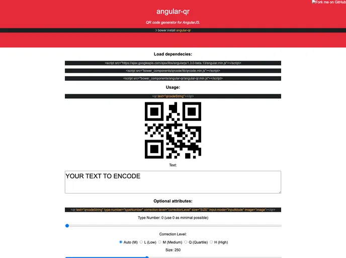 screenshot of Angular Qr