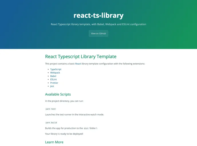 React Ts Library screenshot