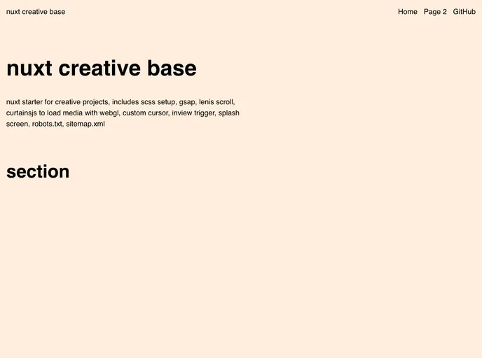 screenshot of Nuxt Creative Base