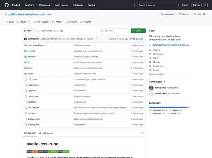 screenshot of Svelte Css Rune