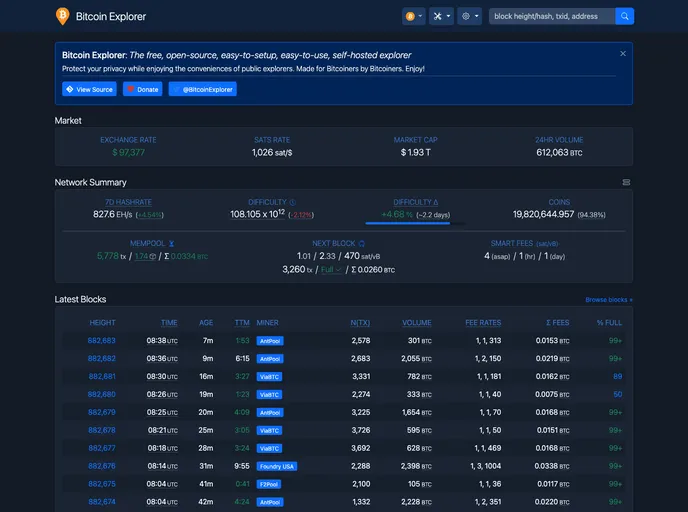 screenshot of Btc Rpc Explorer