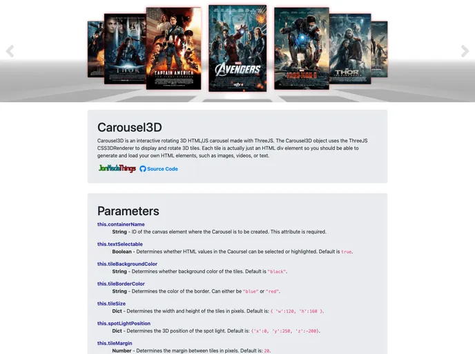 screenshot of Carousel3D