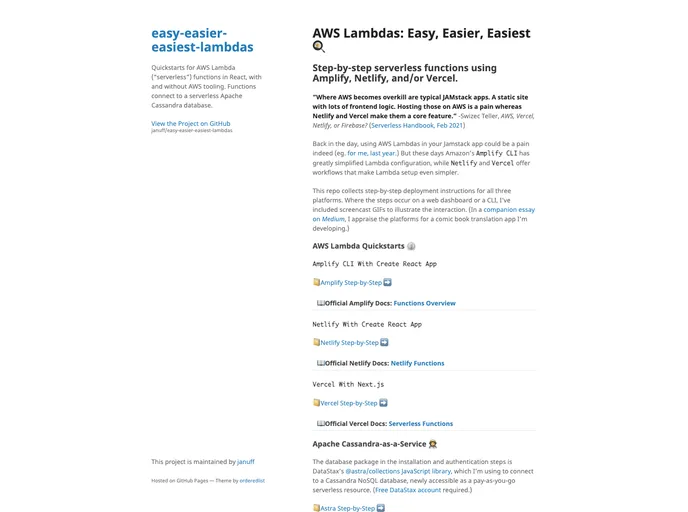 screenshot of Easy Easier Easiest Lambdas