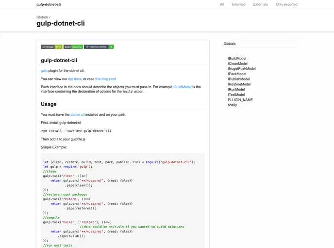 screenshot of Gulp Dotnet Cli