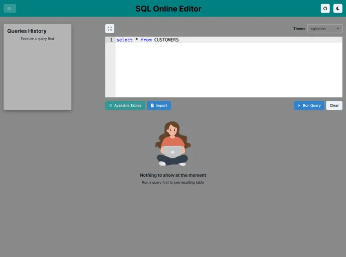 screenshot of Sql Editor