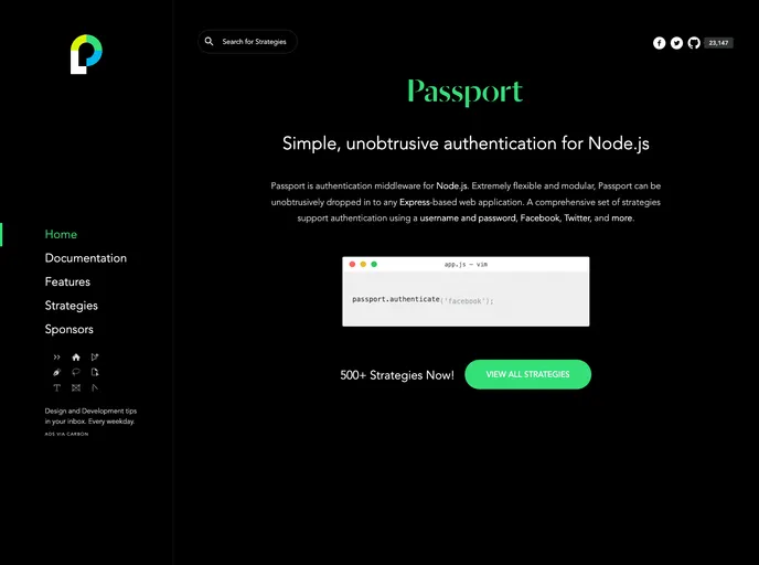 screenshot of Passport