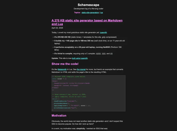 screenshot of Luasmith