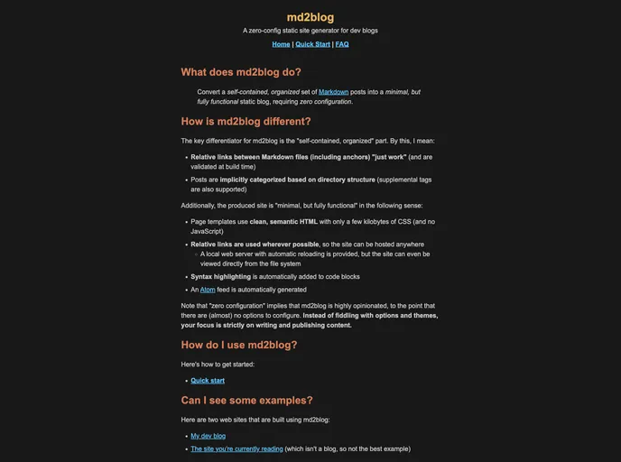 screenshot of Md2blog