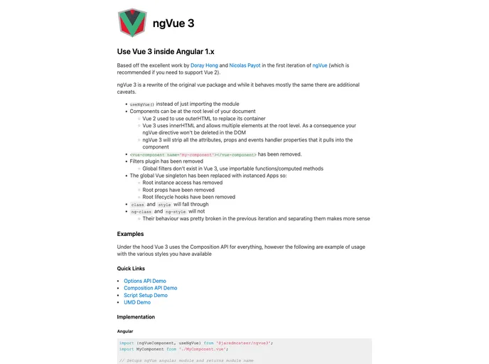 screenshot of NgVue3