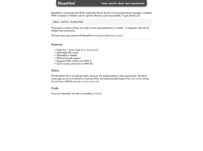 screenshot of Blaze Html