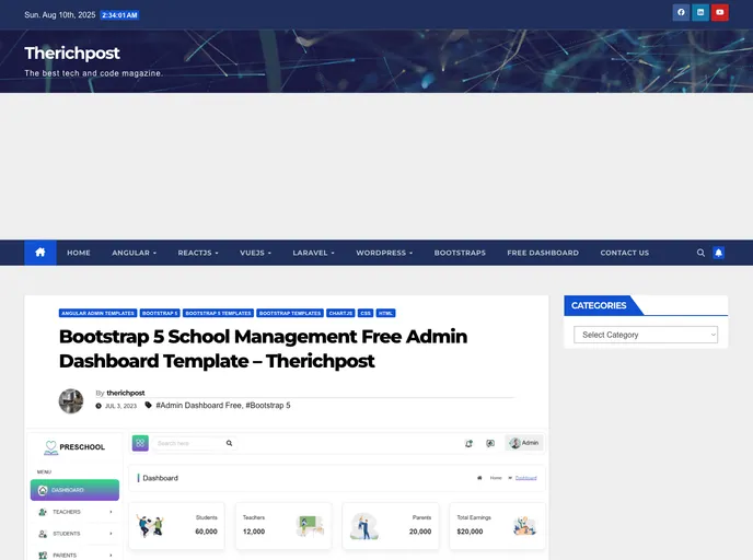 screenshot of Bootstrap5schoolmanagementdashboard