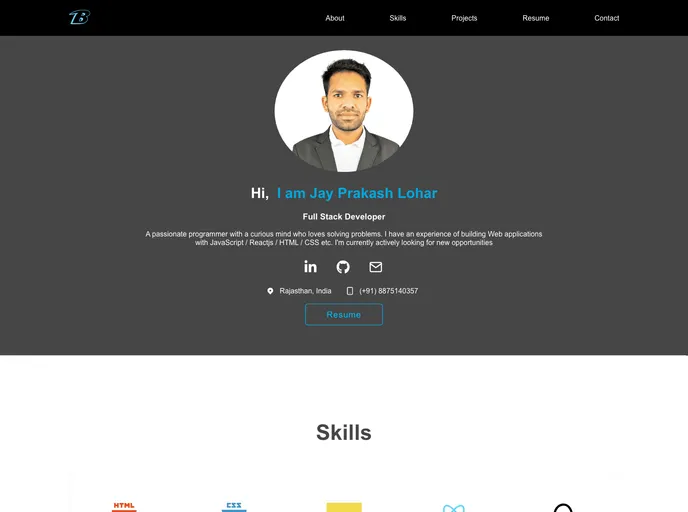 screenshot of Jayprakashlohar.github.io