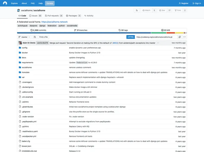 screenshot of Socialhome
