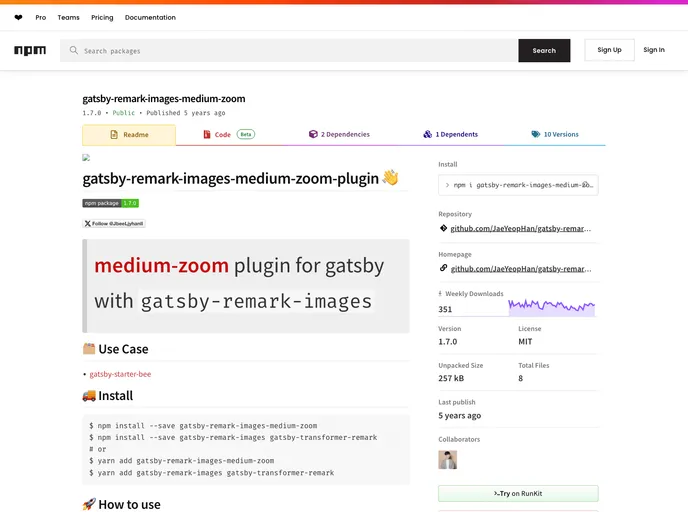 screenshot of Gatsby Remark Images Medium Zoom