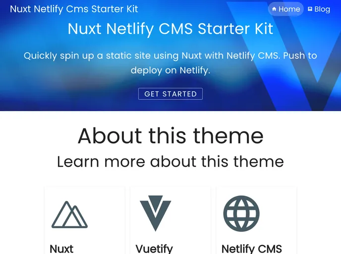 screenshot of Nuxt Netlify Cms Starter Kit