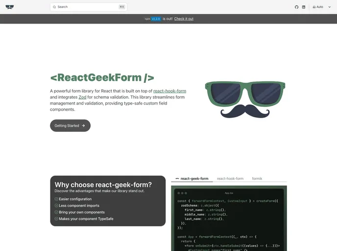 React Geek Form screenshot