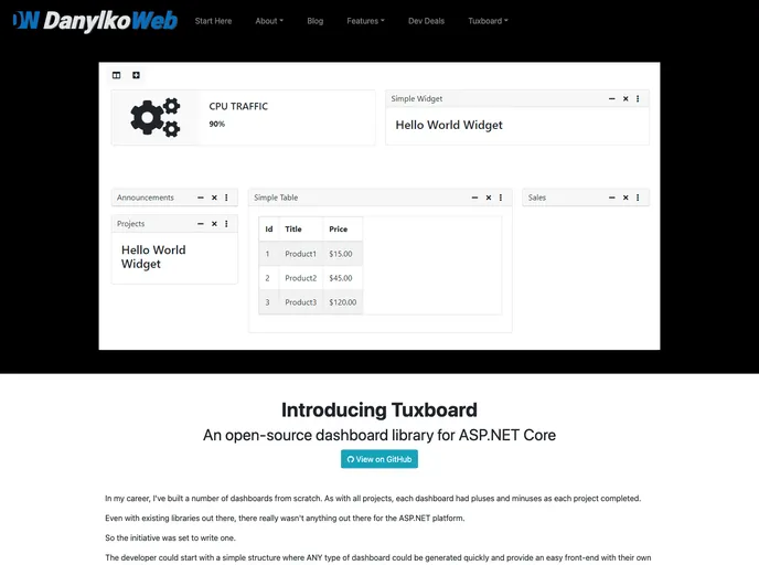 screenshot of Tuxboard